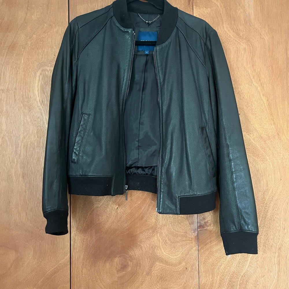 Black Leather Bomber Jacket
